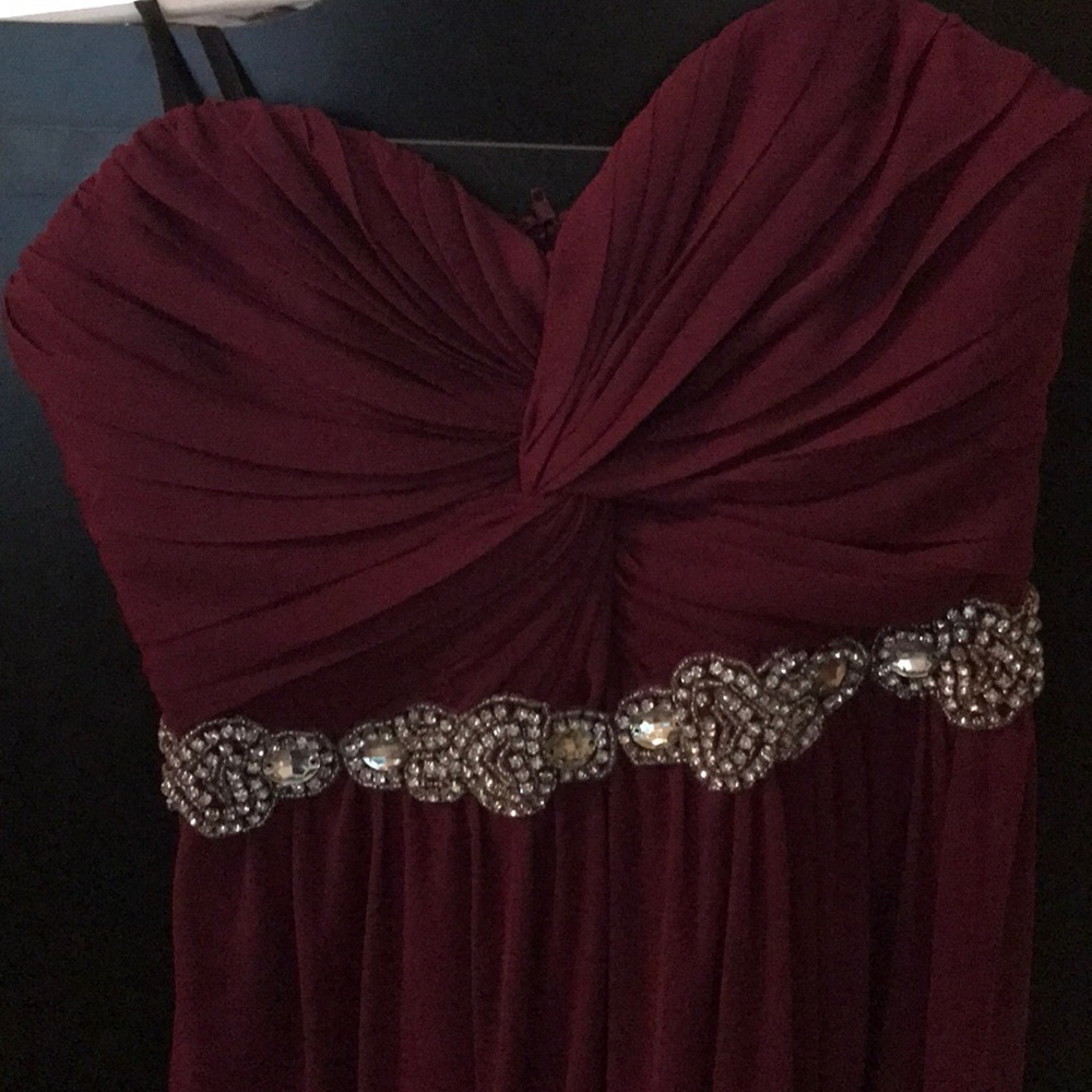 Maroon formal strapless dress